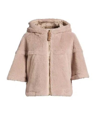 Max Mara Hooded Teddy Coat In Multi