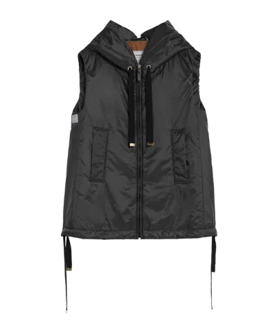 Max Mara The Cube Zip-up Drawstring Gilet In Black