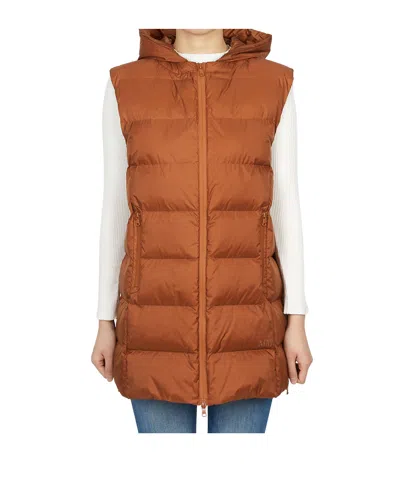 Max Mara Hooded Vest In Brown