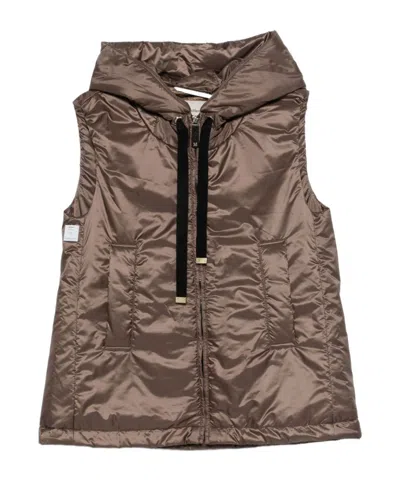 Max Mara Hooded Vest In Brown