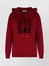 Max Mara Hooded Virgin Wool Long Sleeve Sweatshirt In Red