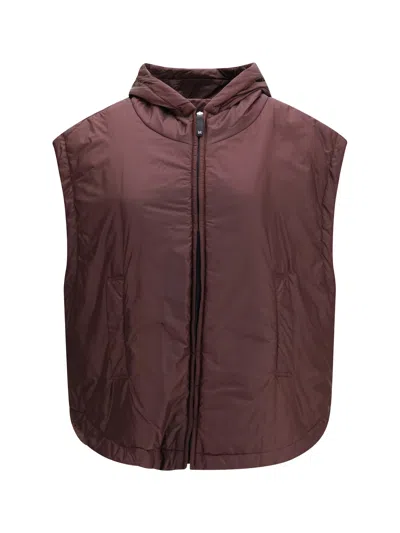 Max Mara Hooded Water-repellent Padded Vest In Red