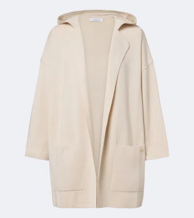 Max Mara Hooded Wool And Cashmere Cardigan In Neutral