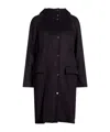 Max Mara Hooded Wool Coat In Black