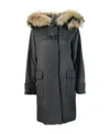 Max Mara Hooded Wool Coat In Black