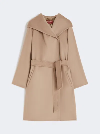 Max Mara Hooded Wool Coat In Brown
