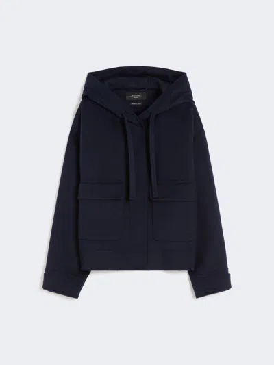 Max Mara Hooded Wool Jacket In Blue