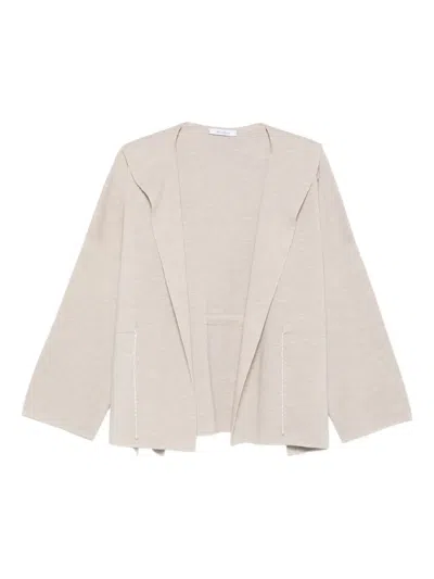 Max Mara Hooded Wool Jacket In Neutral