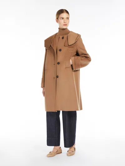 Max Mara Hooded Wool Parka In Brown