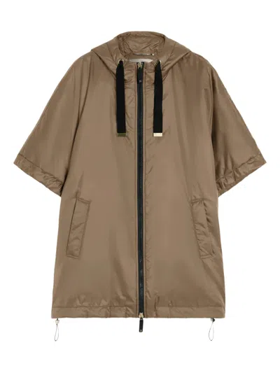 Max Mara Hooded Zip-fastening Jacket In Brown