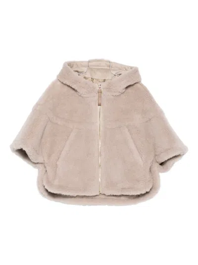 Max Mara Hooded Zip-front Jacket In Neutral