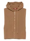 Max Mara Hooded Zip-front Top In Brown