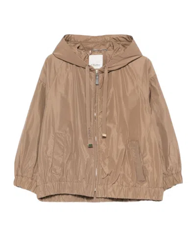 Max Mara Hooded Zip Jacket In Brown
