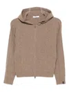 Max Mara Hooded Zip-up Cardigan In Brown