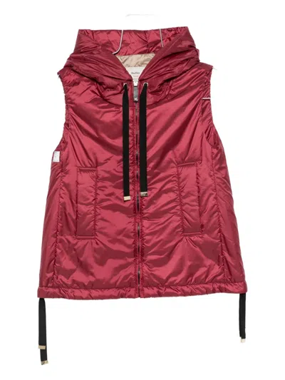 Max Mara Hooded Zip-up Gilet In Red