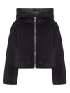 Max Mara Hooded Zip-up Jacket In Black