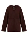 Max Mara Hooded Zip-up Sweater In Brown