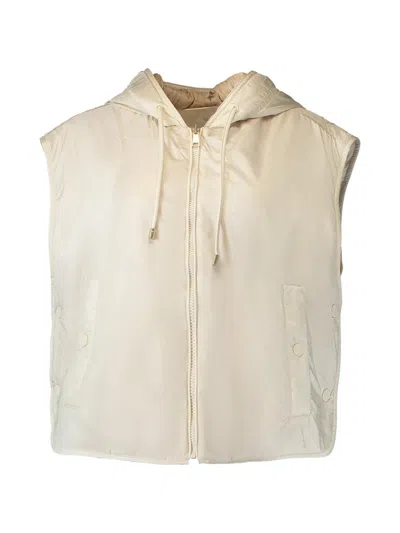 Max Mara Hooded Zip-up Gilet In Neutral