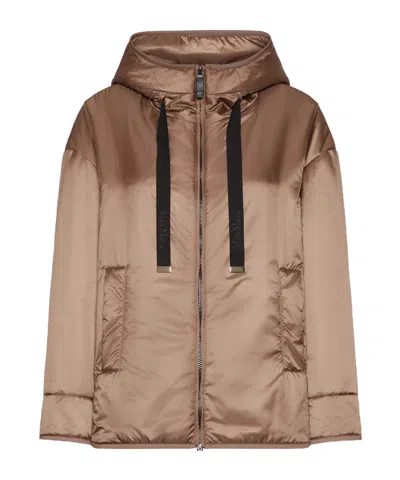 Max Mara Hooded Zip-up Jacket In Brown