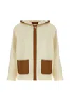 Max Mara Hooded Zip-up Jacket In Neutral