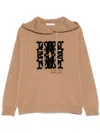 Max Mara Hooded Sweatshirt With Drawstring And Graphic Detail In Brown