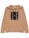 Max Mara Hooded Sweatshirt With Drawstring And Graphic Detail In Brown