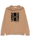 Max Mara Hooded Sweatshirt With Drawstring And Graphic Detail In Brown