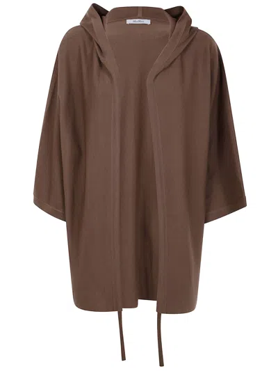 Max Mara Hoodie Cardigan Knit "aster" In Brown