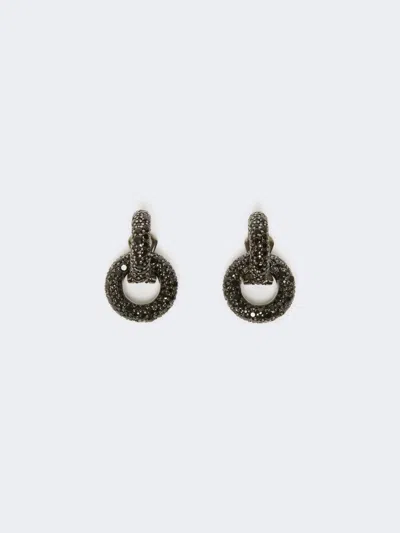 Max Mara Hoop Earrings With Rhinestones In Black