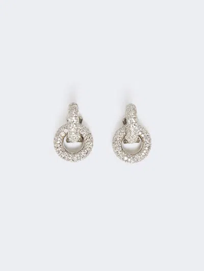 Max Mara Hoop Earrings With Rhinestones In Metallic