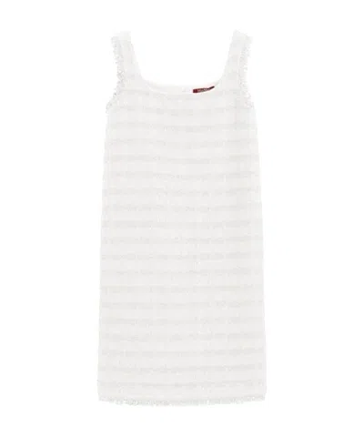 Max Mara Horizontal Striped Dress In White