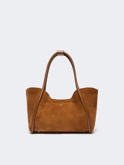 Max Mara Horizontal Suede Marine Bag In Amber Brown
