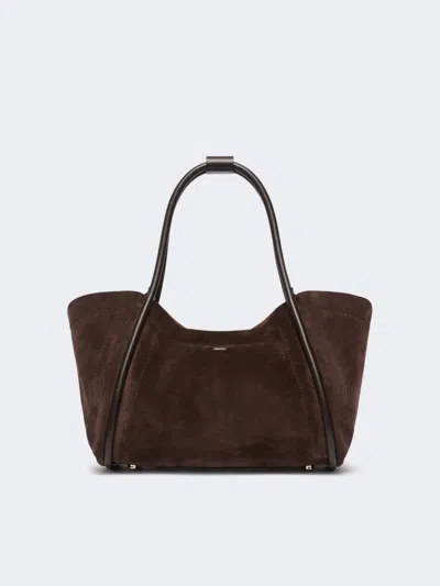 Max Mara Horizontal Suede Marine Bag In Dark Brown