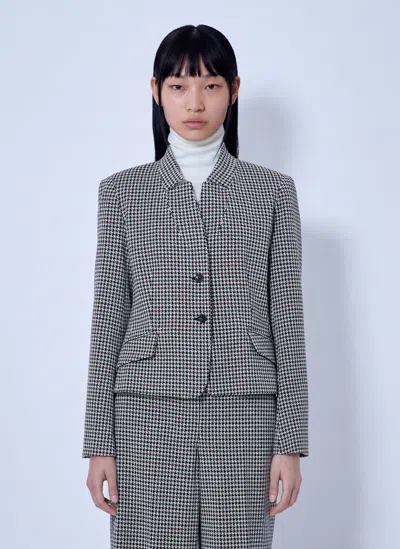 Max Mara Houndstooth Blazer In Gray