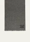 Max Mara Houndstooth Cashmere Scarf In Ivory