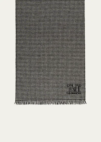 Max Mara Houndstooth Cashmere Scarf In Ivory