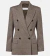 Max Mara Houndstooth Double-breasted Blazer In Brown