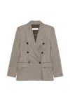 Max Mara Tailored Houndstooth Jacket Structured Shoulders In Brown