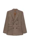 Max Mara Houndstooth Double-breasted Jacket In Neutral