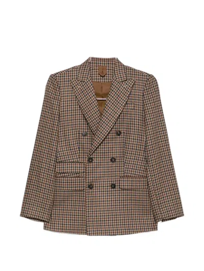 Max Mara Houndstooth Double-breasted Jacket In Neutral