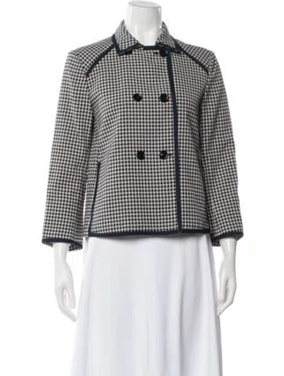 Pre-owned Max Mara Houndstooth Print Blazer In Blue