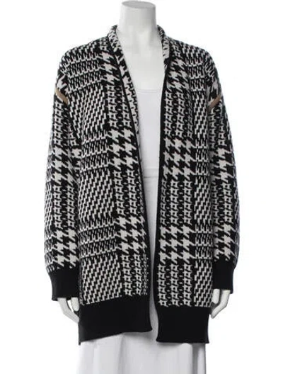 Pre-owned Max Mara Houndstooth Print Coat In Black/white