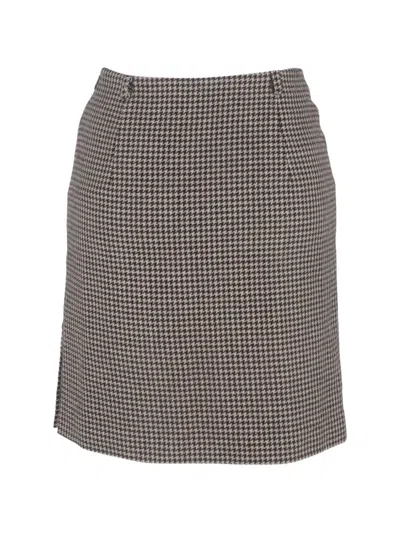 Pre-owned Max Mara Houndstooth-print Mini Skirt In Neutral