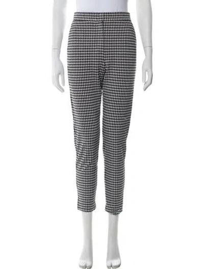 Pre-owned Max Mara Houndstooth Print Straight Leg Pants In White