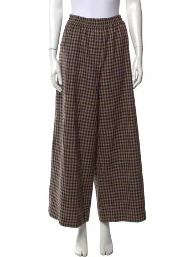 Pre-owned Max Mara Houndstooth Print Wide Leg Pants In Neutrals