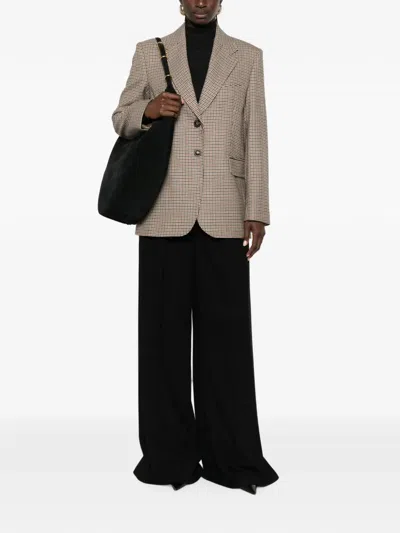 Max Mara Houndstooth Single-breasted Blazer In Neutral