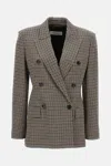 Max Mara Houndstooth T-shirt Jacket Double-breasted Lined Wool-blend In Brown