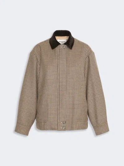 Max Mara Houndstooth Wool Bomber Jacket In Brown
