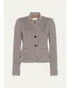 Max Mara Houndstooth Wool Single-breasted Jacket In Brown
