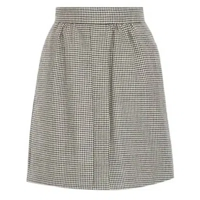 Max Mara Houndstooth Wool Toano Mini Skirt In White/black